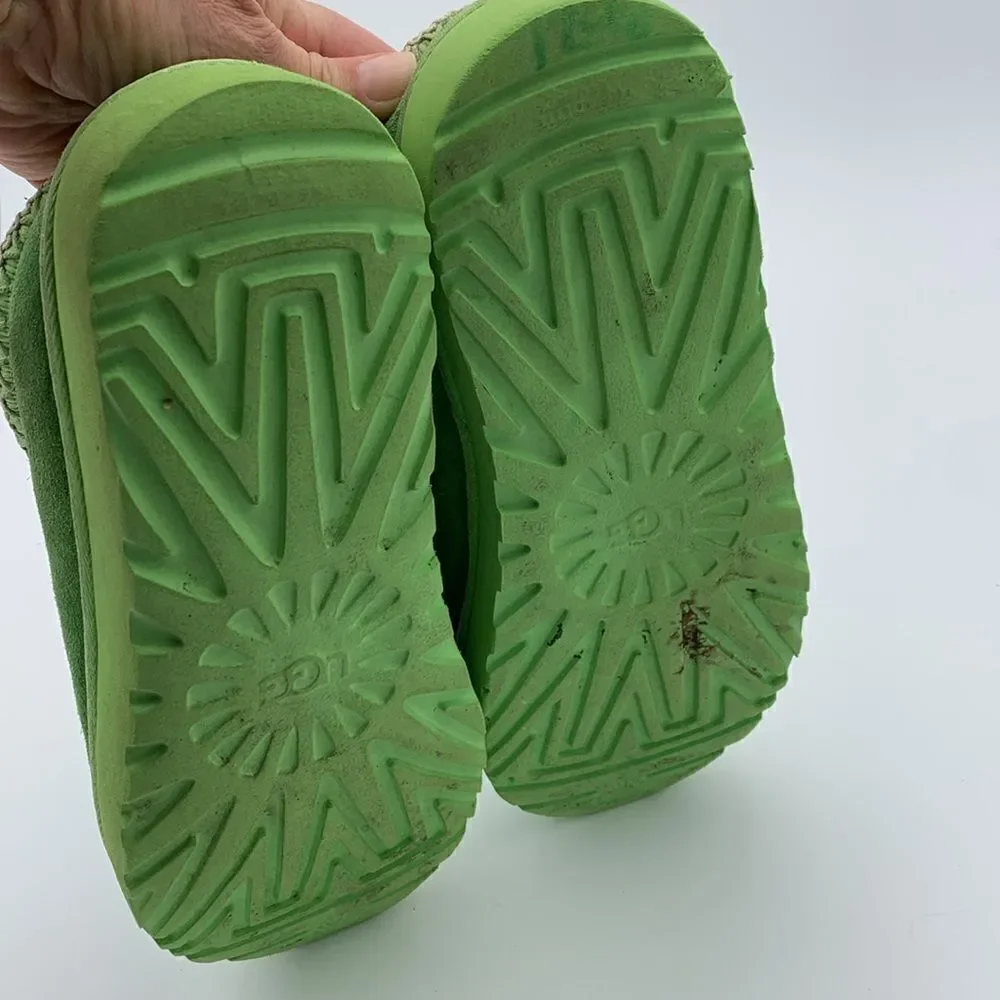 UGG bright lime green slip on Tasman style shoes mens size 10